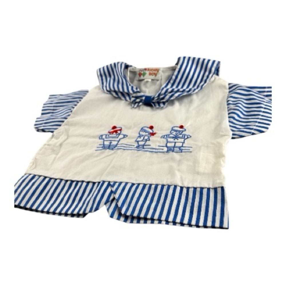 Vintage Richy Boy Toddler Sailor Nautical Striped Short Sleeve Spring Shirt Sz 2 - Picture 8 of 14